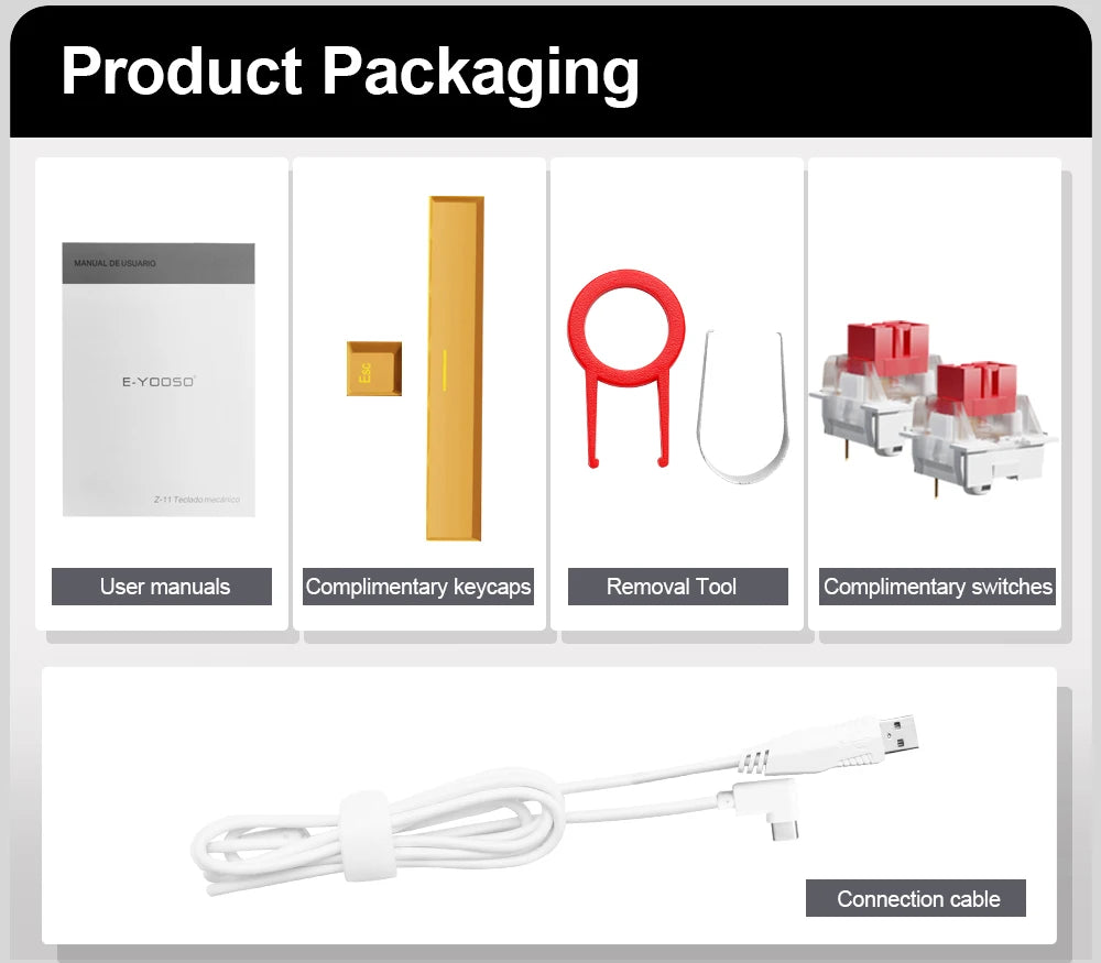 E-YOOSO Z11 USB Mechanical Gaming Wired Keyboard Red Switch 61 Keys Gamer Russian Brazilian Portuguese for Computer PC Laptop