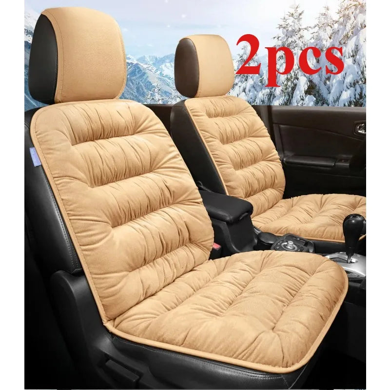 New car seat cushions, autumn and winter universal plush anti-slip seat cushions, 2 pieces of warm front seats