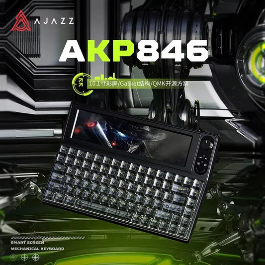 AJAZZ AKP846 Mechanical Keyboard Wired With Screen Programming Custom Driver QMK Open Source 10.1-Inch Color Screen Office Game