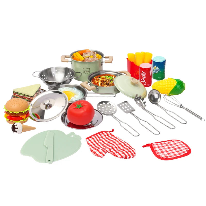 Kitchen Toys Groceries Play Kitchen Kids Set For Kids Jogo De Panela Mini Children's Cooking Kit with Food Cookware Gift