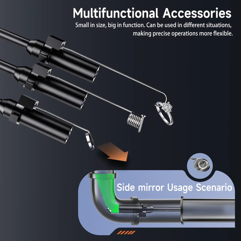 Industrial Endoscope Camera 4.3inch IPS Screen Sewer Pipe Inspection Camera for Car Repair IP67 Waterproof Probe Borescope