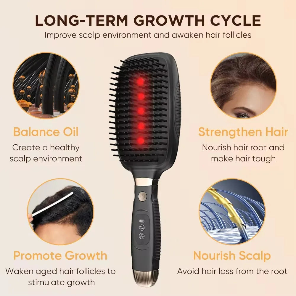 Professional EMS Scalp Massaging Brush Electric Vibration Massager for Scalp & Hair Laser Hair Growth Comb Brush For Hair Loss