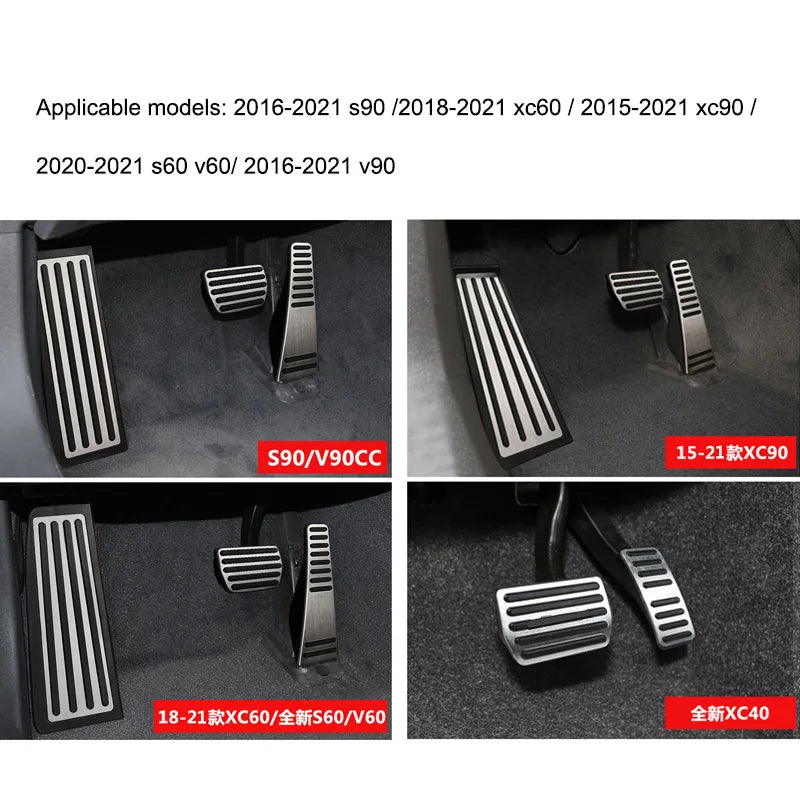 Car Accelerator Brake Pedal Footrest Pedal Plate Cover For Volvo XC60 XC90 S90 v90 s60 v60 xc40 Accessories 2022-25