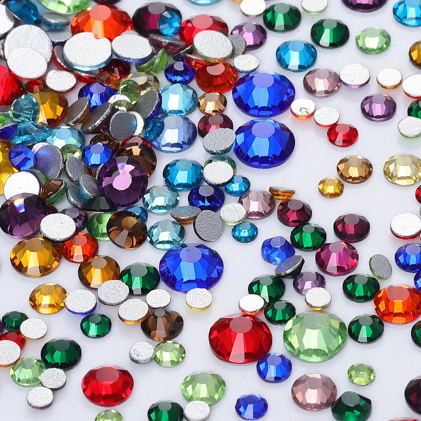 QIIY 1440Pcs Mix Size SS3-SS20 Clear Crystal FlatBack Rhinestones Non-Hotfix Glass Decorations DIY Glitter Stones 3D Nail Art