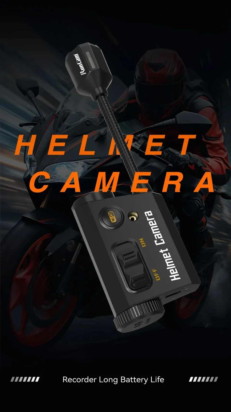 RunCam Helmet Camera Face Mask Recorder Airsoft Recording Long Battery Life 1920*1080 60fps Built-in Wifi