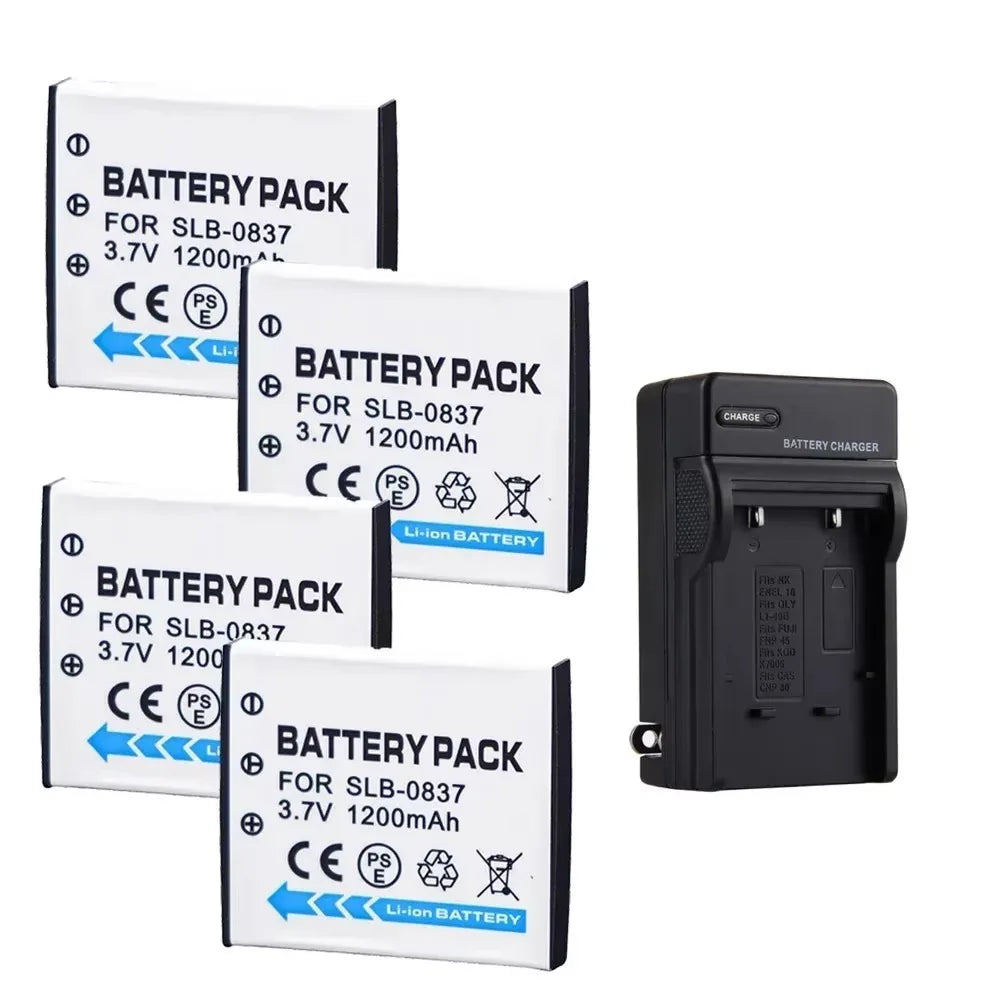 3.7V 1200mAH SLB 0837 SLB0837 SLB-0837 Camera Battery + USB Charger Suitable for Samsung Camera NV3 NV5 NV7 I5 I6 I50 I70 L73