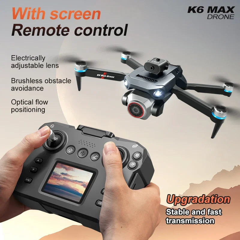 New K6 MAX LCD Screen Drone 8k Profesional HD Camera Brushless Obstacle Avoidance Photography Foldable Quadcopter Toys Gifts