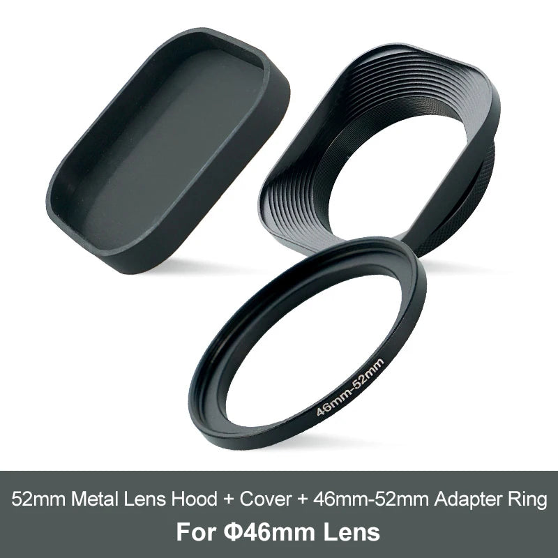 Metal Camera Square Lens Hood Universal Retro Reduce Light for Fuji Fujifim 39mm 43mm 46mm 49mm 52mm Filter Adapter Ring Metal