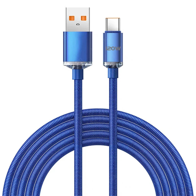 USB Type C Cable 120W 6A Super Fast Charge USB C Wire For Huawei Samsung Xiaomi Oneplus Quick Charge Type C Phone Charger Cable