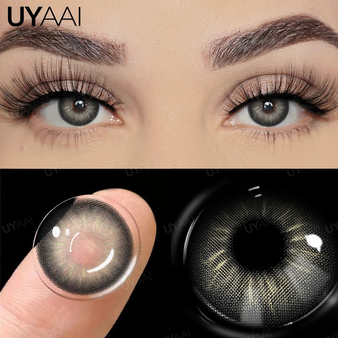UYAAI 1 Pair Brown Natural Colored Eye Lenses Gray Fashion Lenses Blue Eye Lens Green High Quality Cosmetics Color Contacts