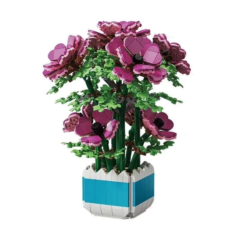 New MOC Creativity Artificial Bouquet Flower Preserved Flower Bonsai Potted Plant Home Decoration Building Block Bricks Kids Toy