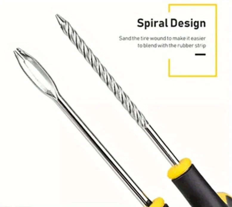 All-in-One Tire Repair Kit: Car Motorcycle Bike Truck Emergency Puncture Plug Tool with Rubber Strips - Roadside & Garage Use