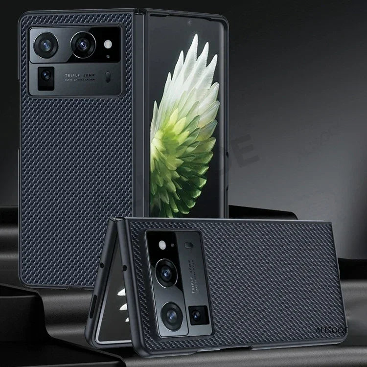 Funda for Tecno Phantom V Fold 2 Case Carbon Fiber Texture PU-Leather Protection Phone Cover for Phantom V Fold2 5G Capa