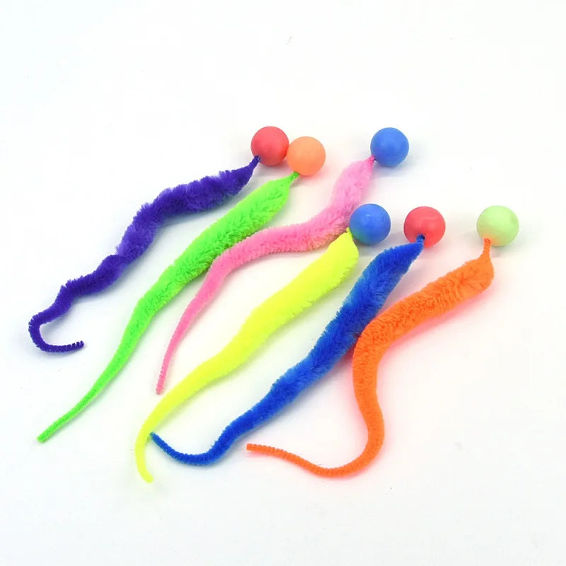 Cat Interactive Toys Tickle Cat Colorful Bouncing Ball Pet Supplies Puzzle Teasing Indoor Cat Worm Caterpillar Elastic Toy