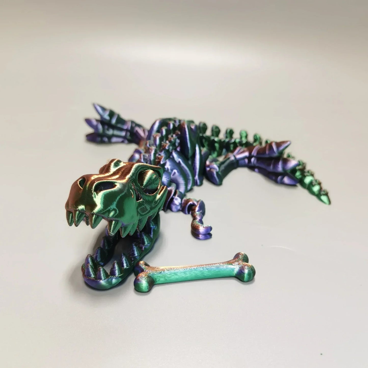 10Pcs Tyrannosaurus Rex Fossil Dragon 3D Printing Skull Dragon Movable Joint Decoration Toy Can Stand Big-mouth Dinosaur Model