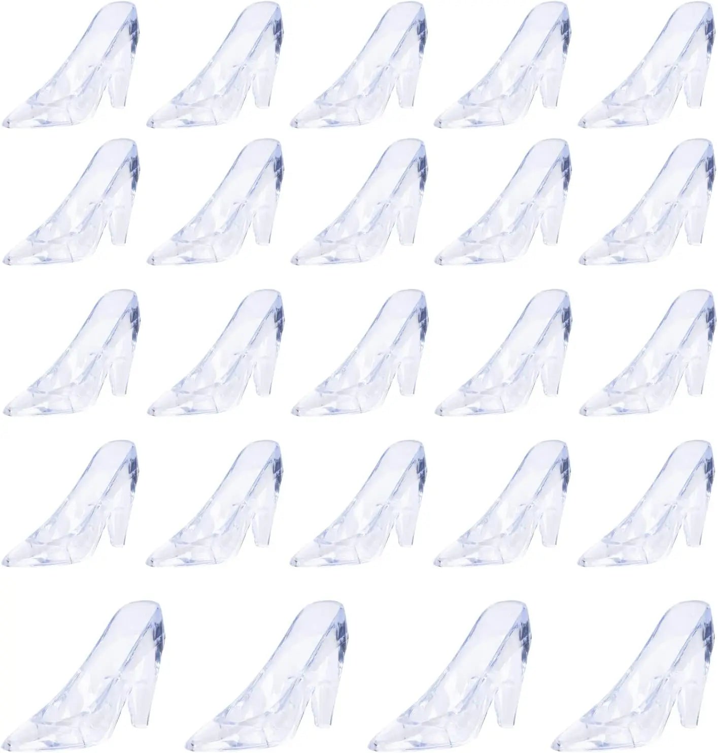 12PCS Mini Plastic Cinderella Slippers 3.5 Inch Glass Heels Princess for Wedding Birthday Party Table Candy Favors Decoration