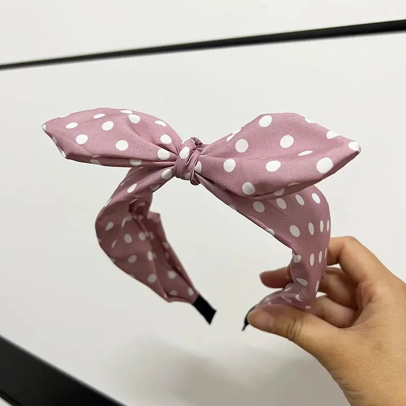 2024 Fashion Trend Women Wide Headband Bow Knot Cross Sweet Korean Style Polka Dot Hairband Cute Hair Hoop Headwear Headdress