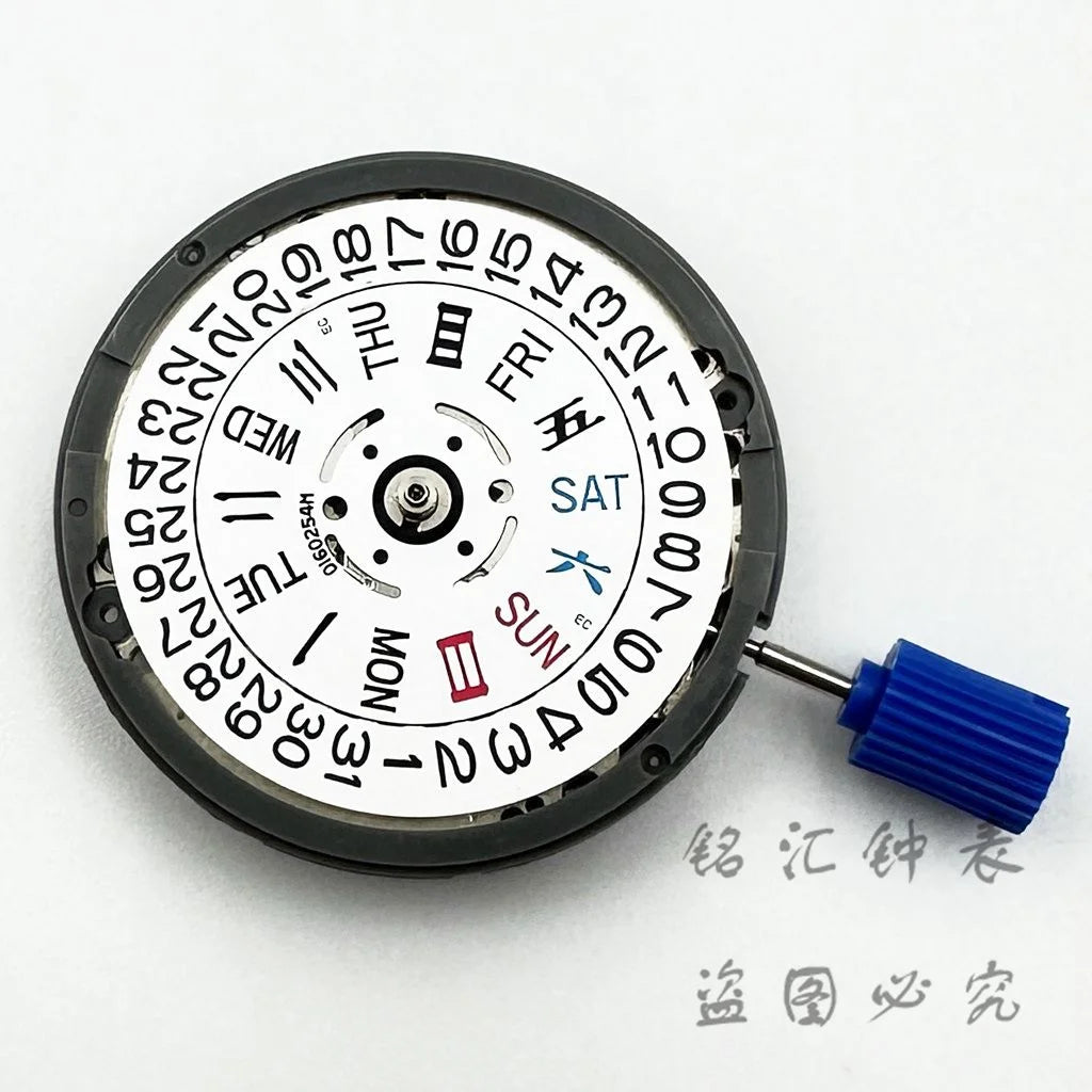 White Calendar NH36 24 Jewels Automatic Movement Crown at 3.0 And 3.8 O'Clock NH36 Watch Parts Stem Set