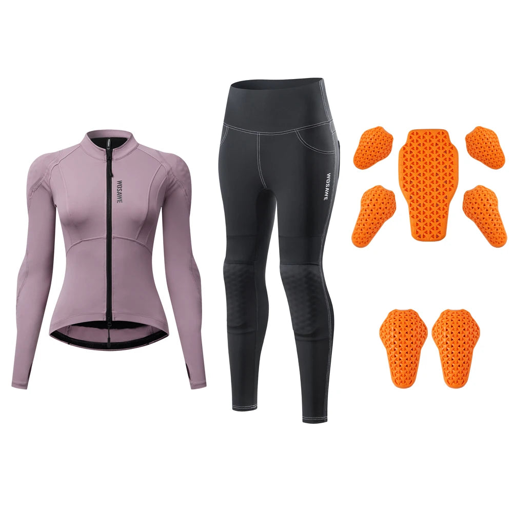 WOSAWE Women Motorcycle Soft Armor Full Body Summer Motorbike Protective Jacket Motocross Racing Pants CE Approved