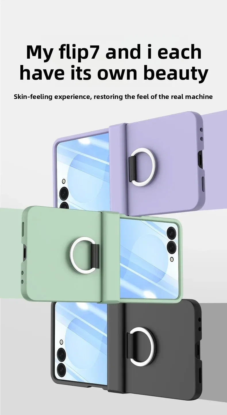 Ring Folding Phone Case for Samsung Galaxy  Z Flip  7 6 5 4 3 ZFlip7 FE All Inclusive Hinge ProtectiveShockproof Cover