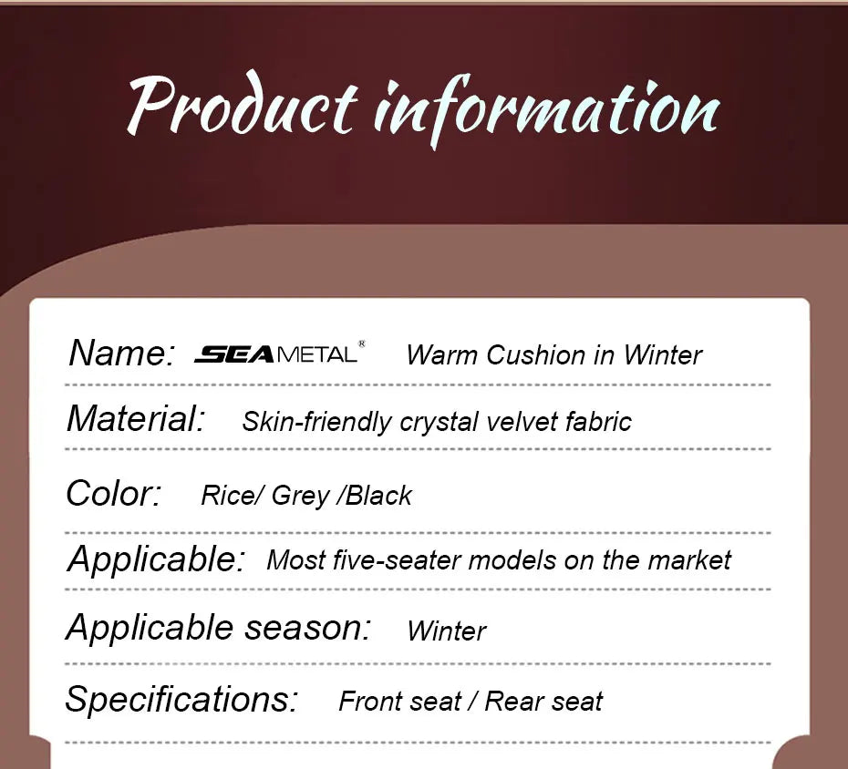 SEAMETAL Car Warm Seat Cover for Winter Thicken Soft Plush Seat Cushion Auto Protector Pad Universal for Suv Pick-Up Truck Sedan