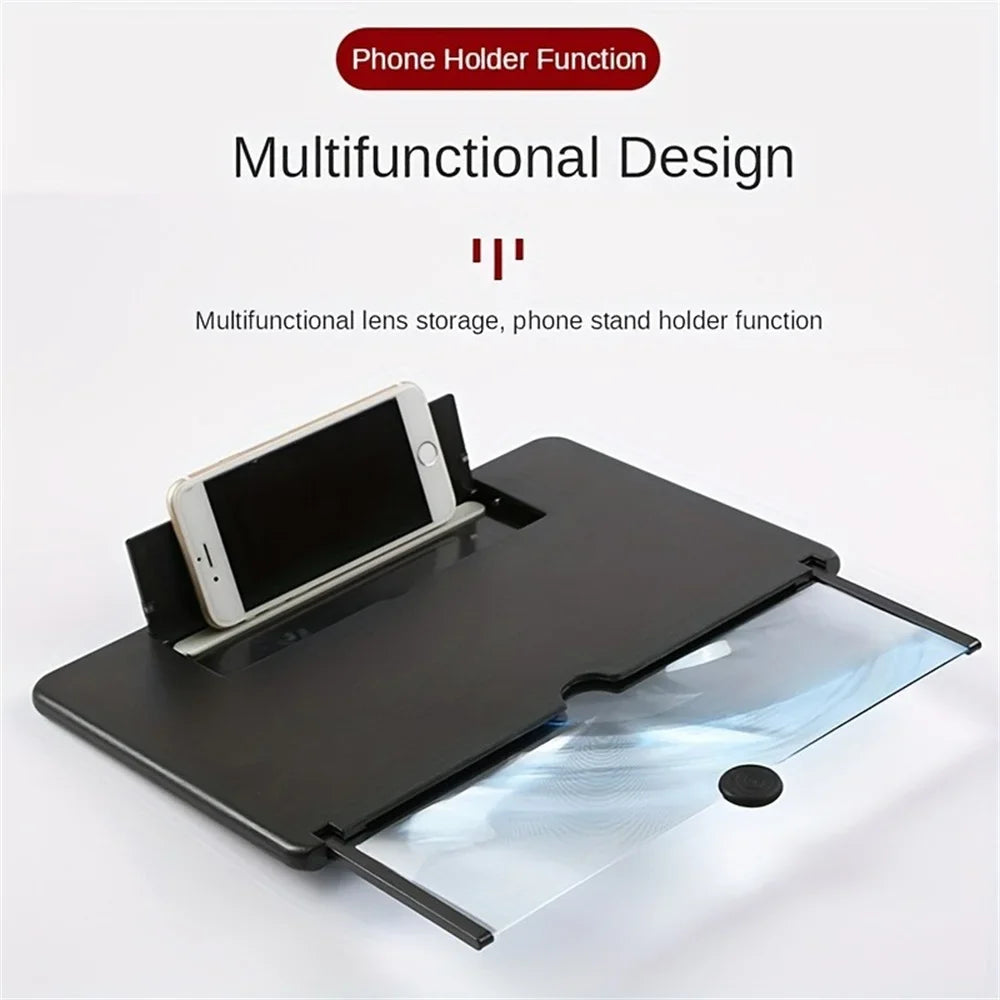 2025 Newest 12/10 inch HD Mobile Phone Screen Video Magnifier 3D Screen Amplifier For Phone Holder Enlarged Screen Phone Stand