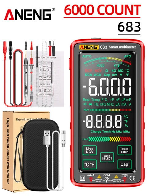 ANENG 683 Smart Multimeter Tester Current Tool High-end Touch 6000 Counts Multimetro Test Rechargeable Multitester AC/DC Voltage