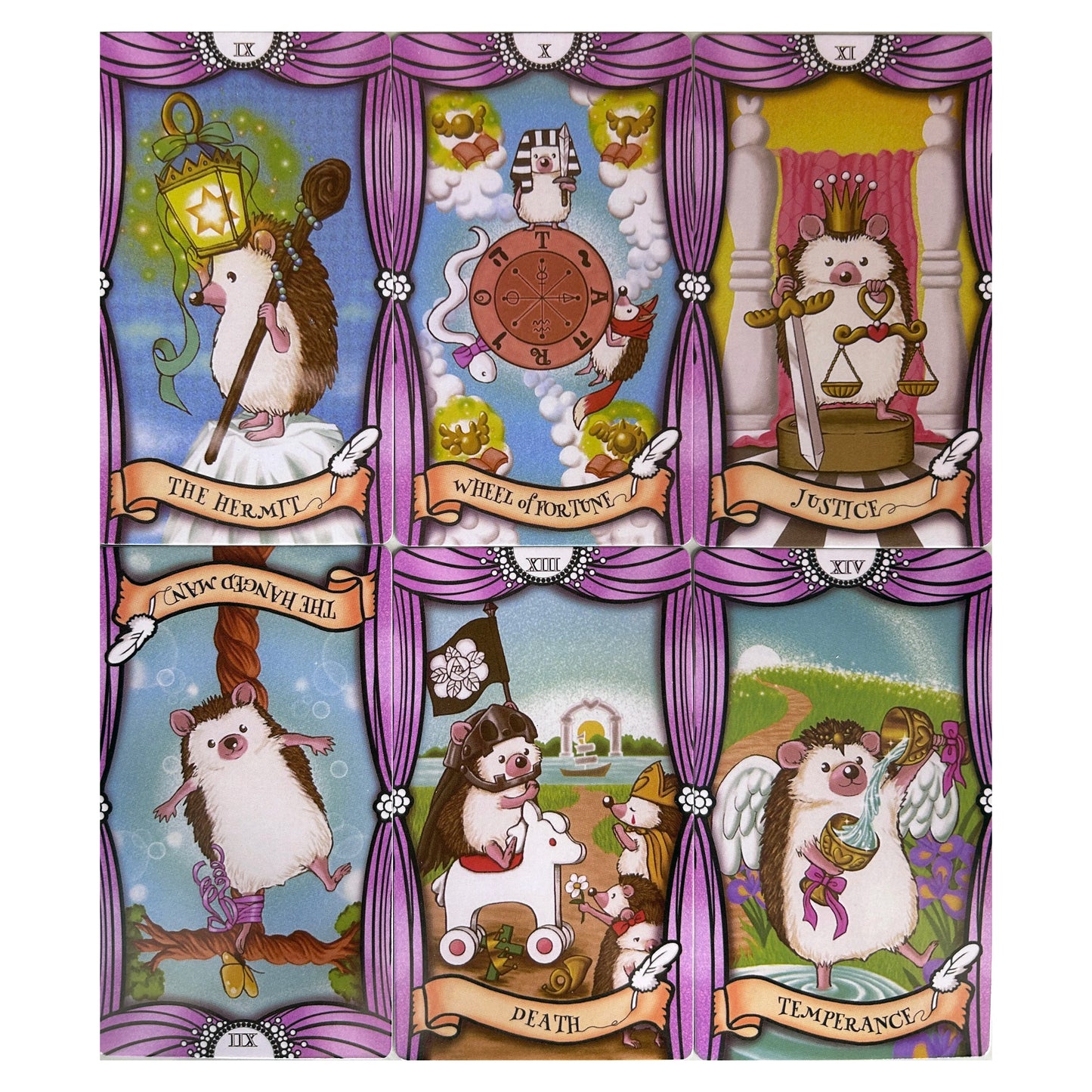 Hedgehog Tarot Deck 12x7 Cm with Guide Board Game, Gift for Family Outdoor Camping Activities, Astrological Oracle Card.