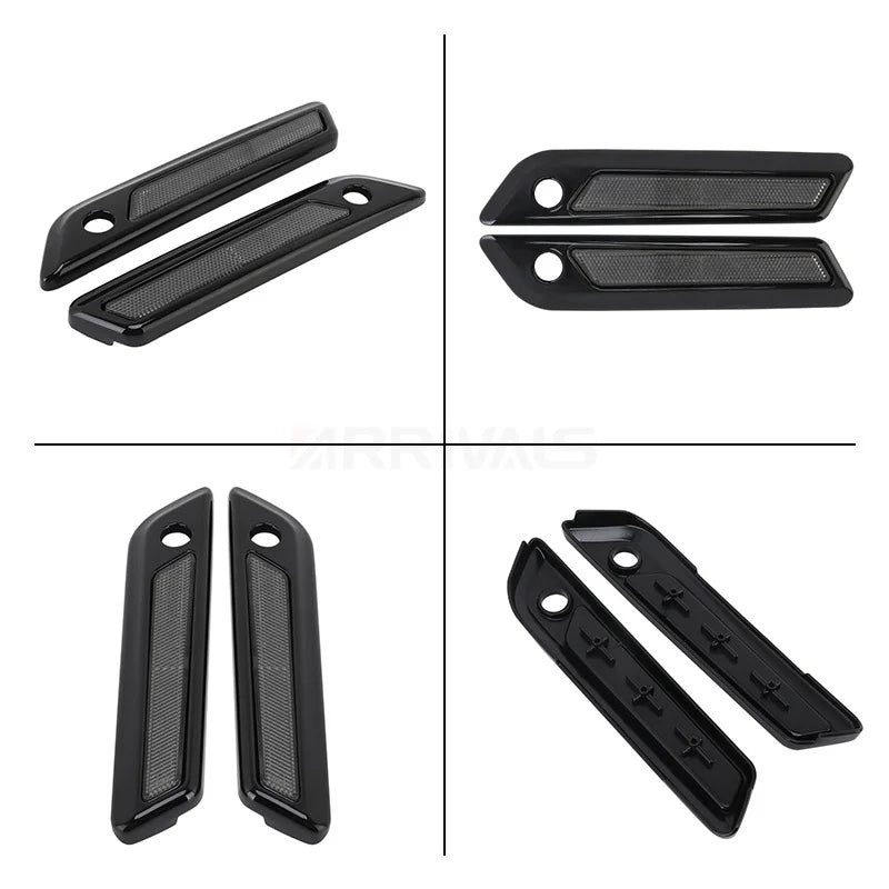 Motorcycle Black Hard Saddlebag Latch Cover Smoke Reflectors For Harley Touring Road King Road Glide Street Glide 2014-up