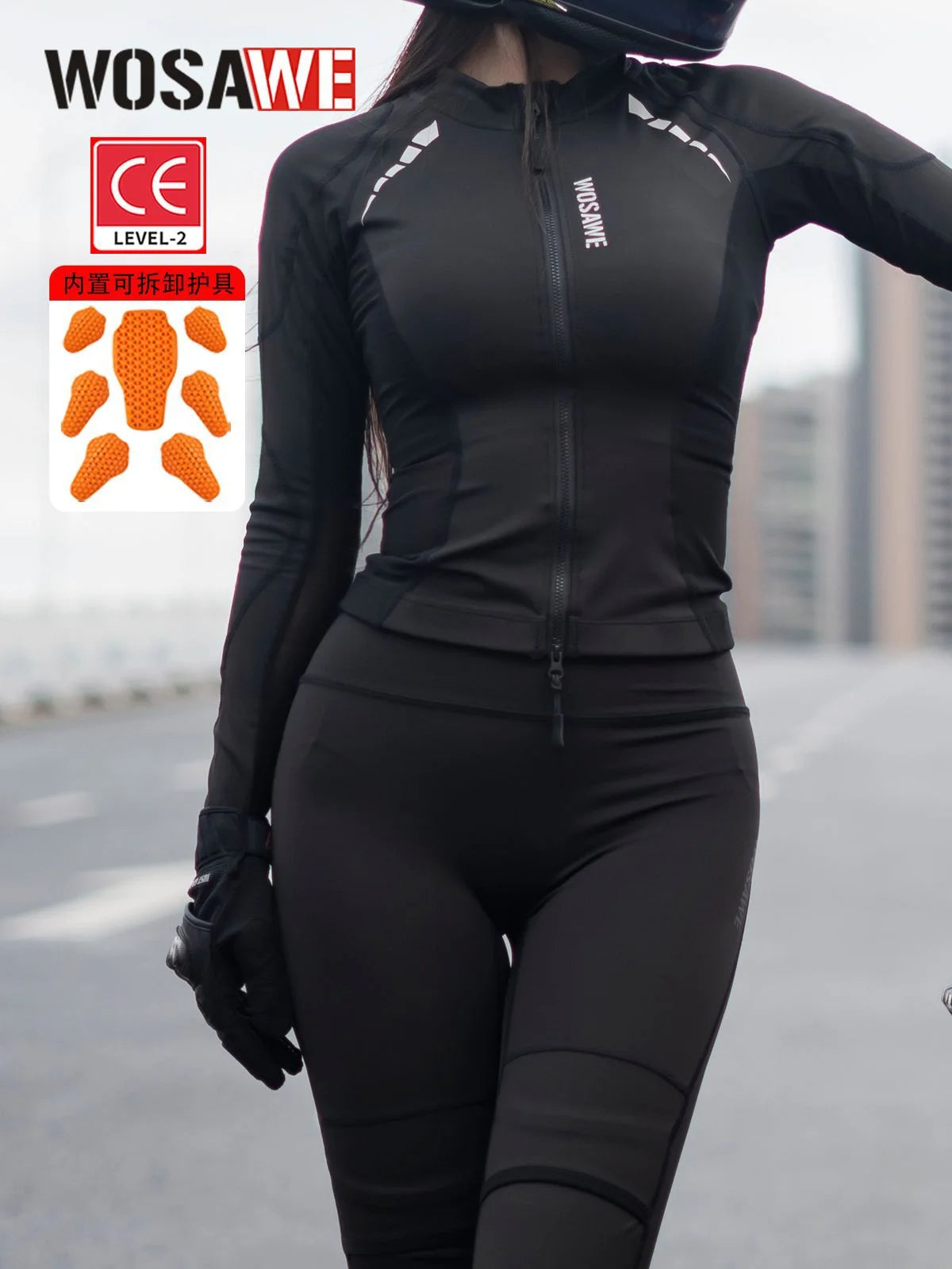 WOSAWE Women Motorcycle Soft Armor Full Body Summer Motorbike Protective Jacket Motocross Racing Pants CE Approved
