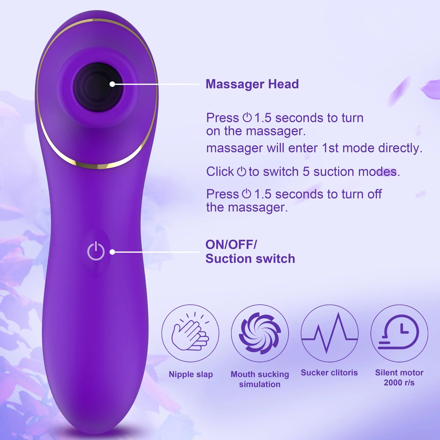Sucking Vibrator with 5 * 5 Suction Female Clitoral Stimulator Nipple Masturbator Sex Toy for Women Adult Couples Pleasure