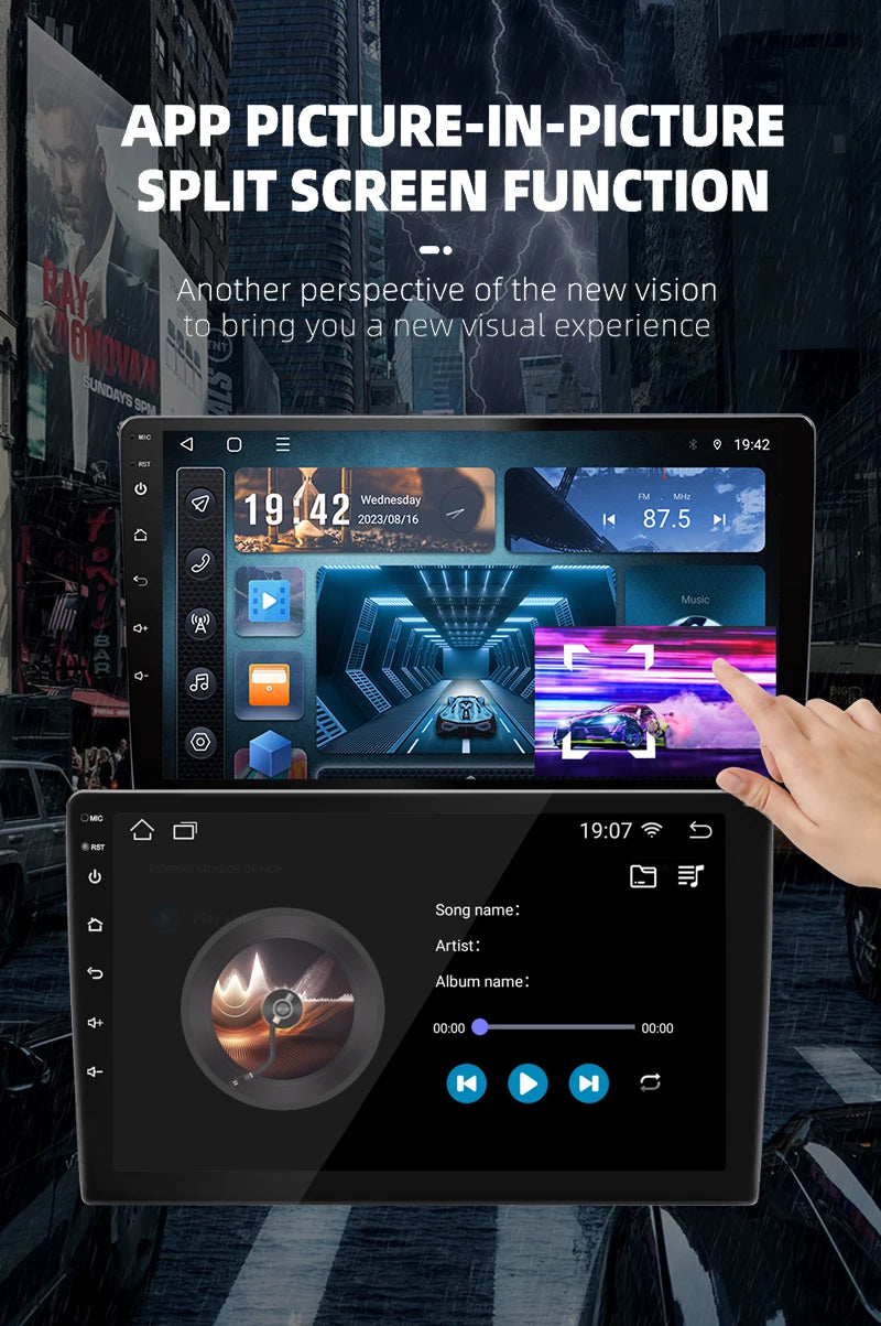 9/10 inch 2ID Universal Car Radio CarPlay Android 12 Auto radio  WIFI GPS Bluetooth Audio Multimedia Video Player For HYUNDA KIA