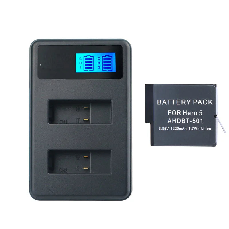 For GoPro Hero 5 Hero 6 Hero 7 8 black battery  + Dual charger for GOPRO Hero 8 7 hero6  hero5  Black Camera Accessories