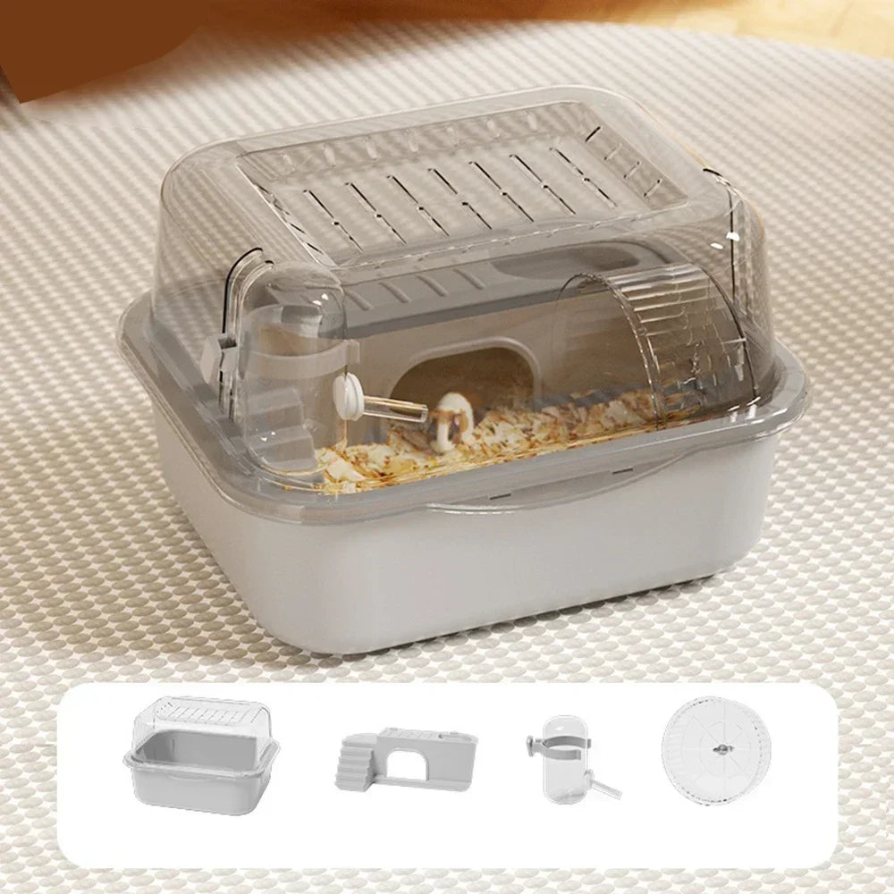 Hamster Cage Small Hamster Habitat Mouse Home Small Animal Cage with Tube Exercise Wheel Hut Rat Habitat for Gerbils Mice