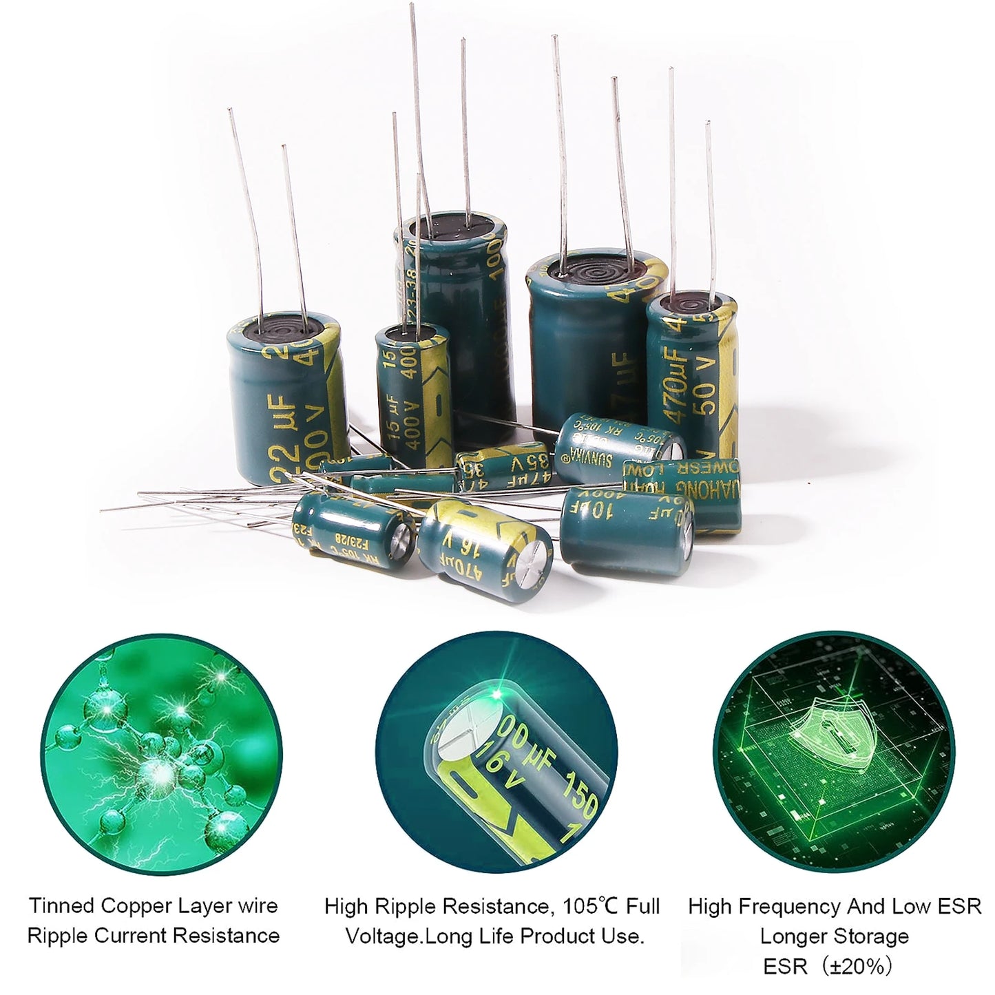 5-100pcs High Frequency Aluminum Electrolytic Capacitor 10V 16V 25V 35V 50V 400V for TV, LCD Monitor, Game