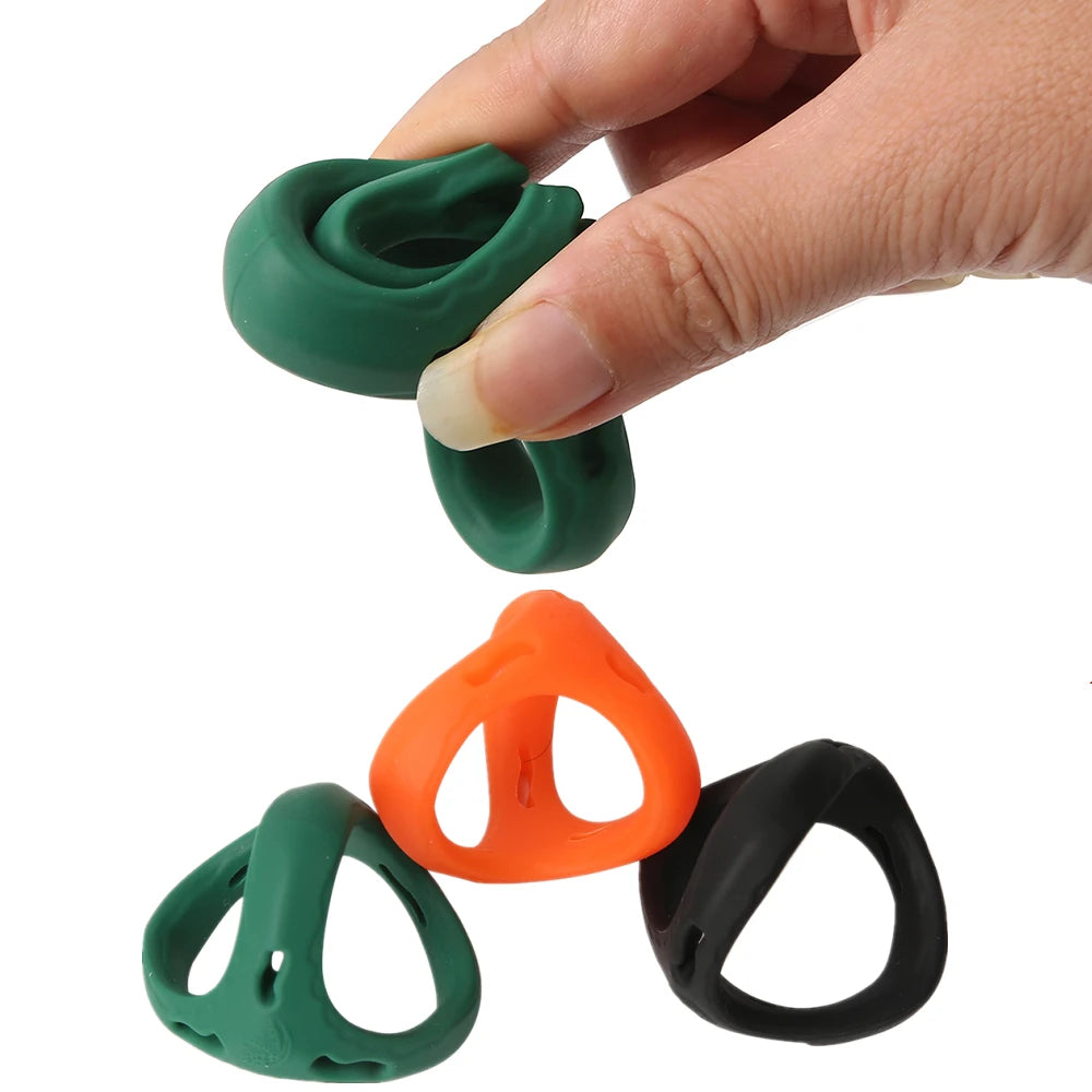 Silicone Penis Ring Reusable Male Chasity Cage Scrotum Stretcher Delay Ejaculation Erection Sex Toys Linen Nozzle Cock Lock Ring