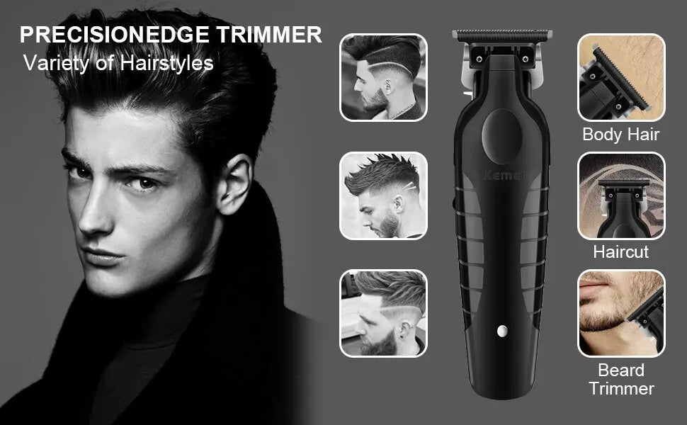 KEMEI Black Hair Clippers for Men Cordless Clippers for Hair Cutting Professional Barber Clippers USB Rechargeable Wireless Hair