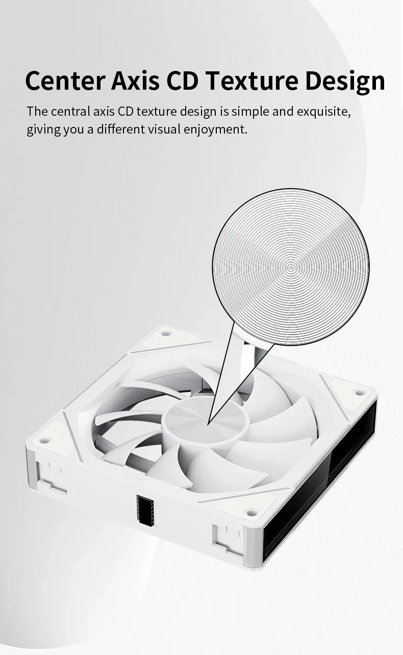 TEUCER JM-5 Case Fan 120mm 5V 3Pin ARGB Mirror Light Effect Cooling Fan PWM 800 to 2000RPM CD Texture Water Cooling Radiator Fan