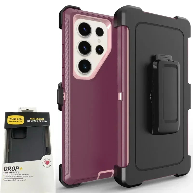 Defender Otter Armor Box Case for Samsung S25 Ultra S24 S23 S22 S21 S20 Plus Rugged Shockproof Protect Cover Belt Clip