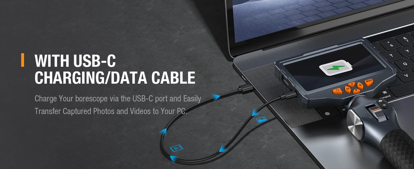 TESLONG TD500 6.5MM Dual Lens Articulating Borescope 1080P 5 Inch IPS Two Way 360° Steering Endoscope Camera with WIFI