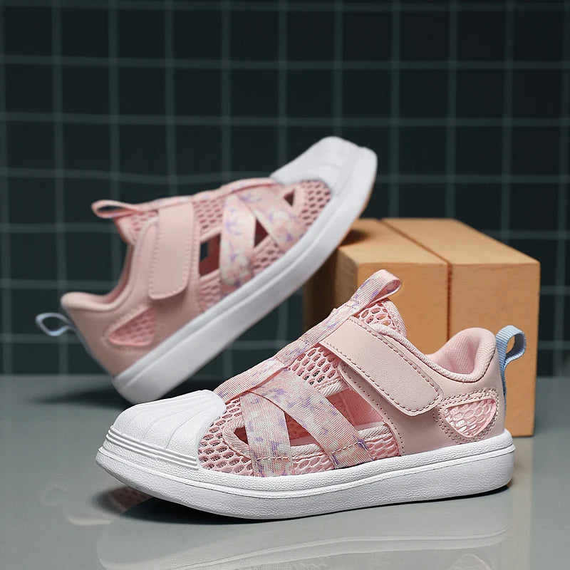 Summer Girls' Casual Shoes Mesh Breathable Shell Head Fashion Children's Shoes X018