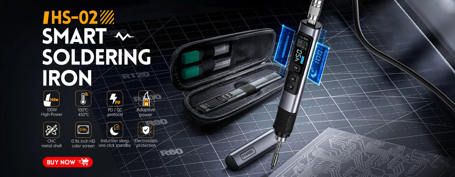 FNIRSI HS-01 Adjustable Temperature Soldering Iron DC 24V 80-420℃ Welding Solder Rework Station PD 65W Portable Repair Tool