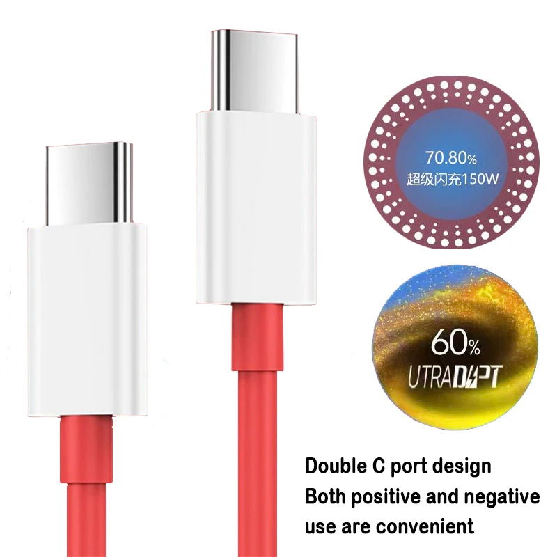 150W SUPERVOOC Fast Charger Cable USB Type C 8A For Oneplus Ace 2 Pro 10R 10T