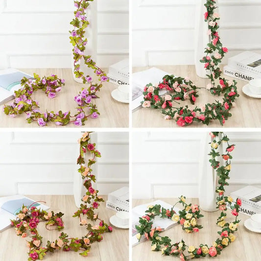 1/11Pcs Artificial White Flower Fake Rose Hanging 2.5M Vines Plants Leaves Artificials Garland Flowers Wedding Party Decoration