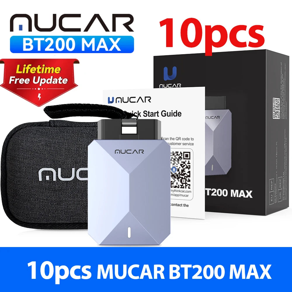 Lifetime Free Update MUCAR BT200 Max OBD2 Scanner CAN FD Bi-Directional Control All System Diagnostic Tool 15 Reset for All Cars
