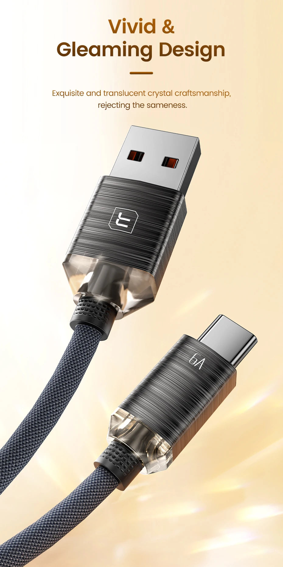 Toocki 6A USB Type C Cable for Huawei Xiaomi Samsung Oneplus POCO SuperCharge 66W/100W Fast Charging Type C Cable Data Wire