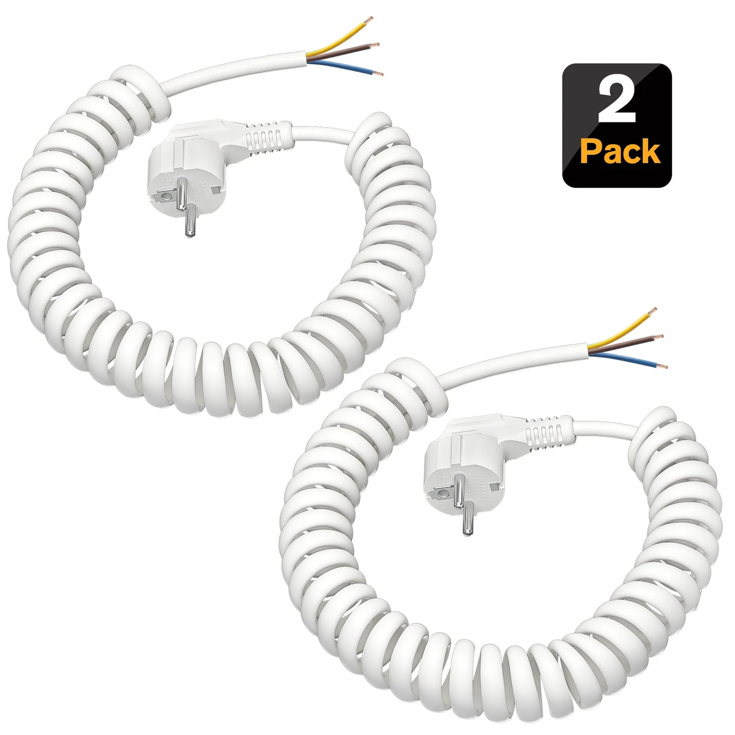 2/3/5 m Euro gauge Replaceable coil cable 250V 16A ground contact male plug end 6cm extension cord for electrical appliances