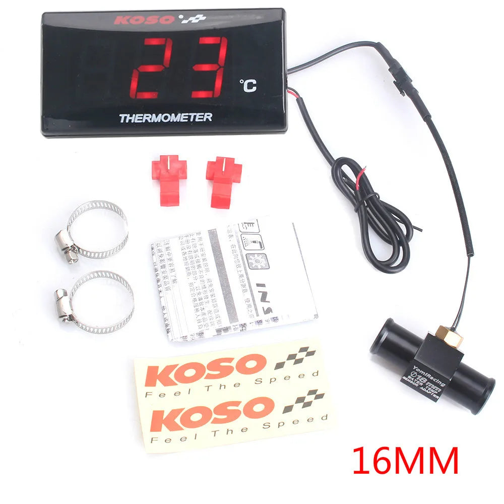 Universal Motorcycle Thermometer Instruments Water Temp Temperature Digital Display Meter Gauge Sensor Adapter For KOSO