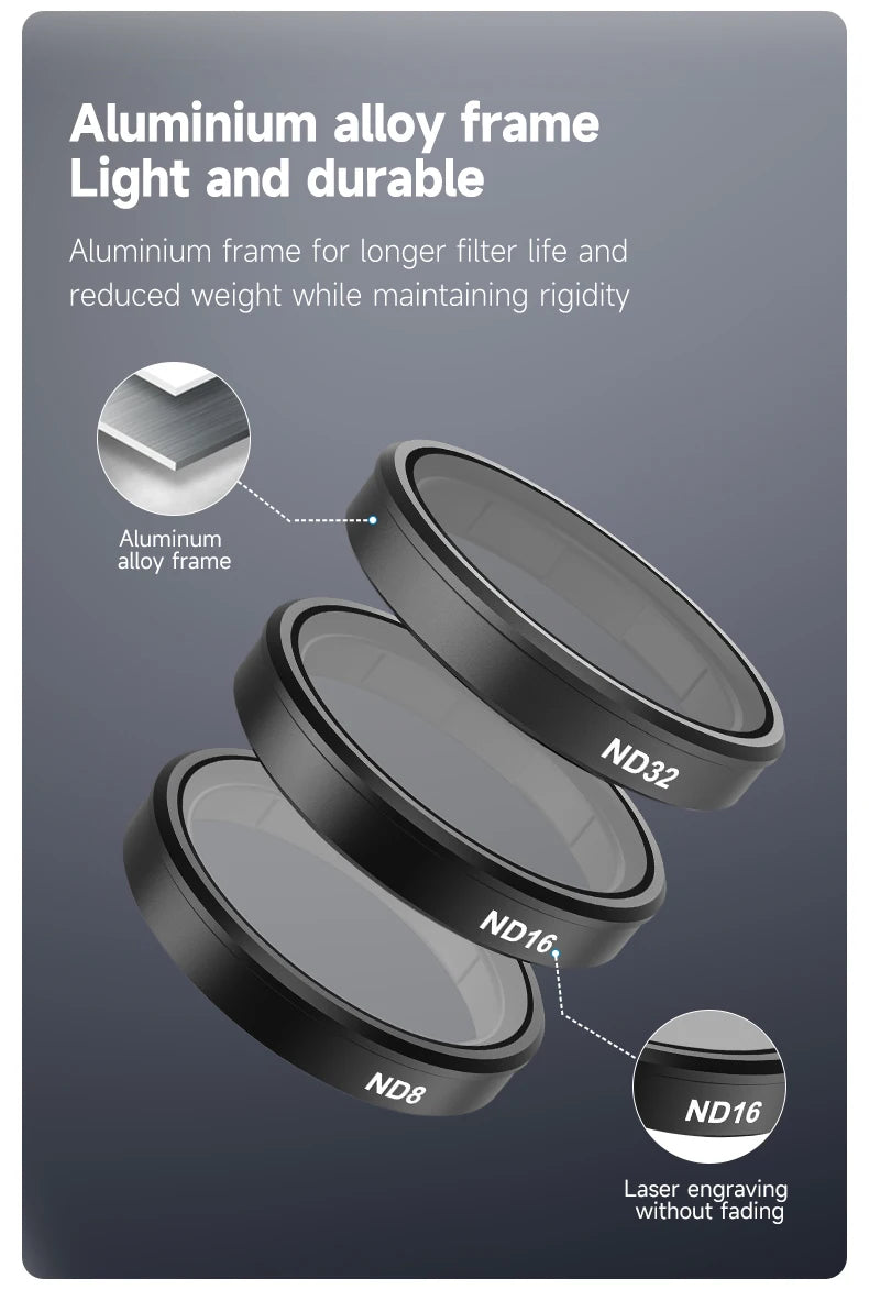 TELESIN CPL ND8 ND16 ND32 Lens Set Aluminium Alloy Frame for DJI OSMO Action 3 4 5pro ND CPL Filter Action Camera Accessories