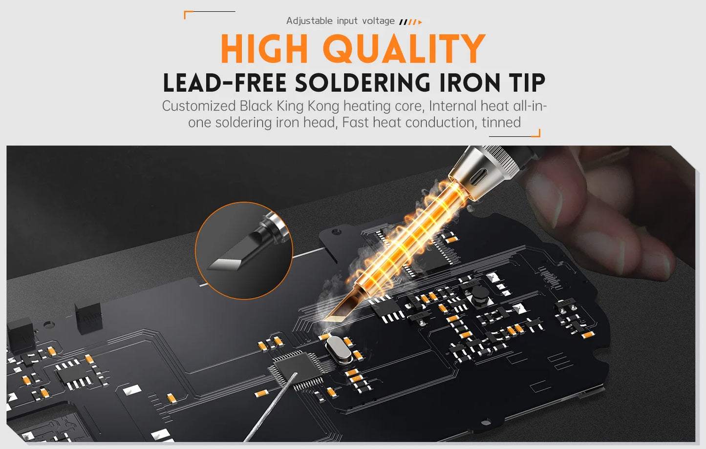 FNIRSI HS-01 Adjustable Temperature Soldering Iron DC 24V 80-420℃ Welding Solder Rework Station PD 65W Portable Repair Tool